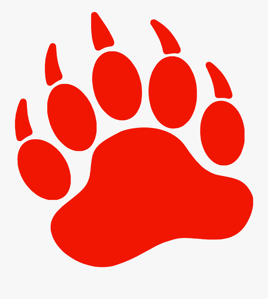 Bear Paw Dog Printing Clip Art - Red Bear Paw Print, Transparent Clipart