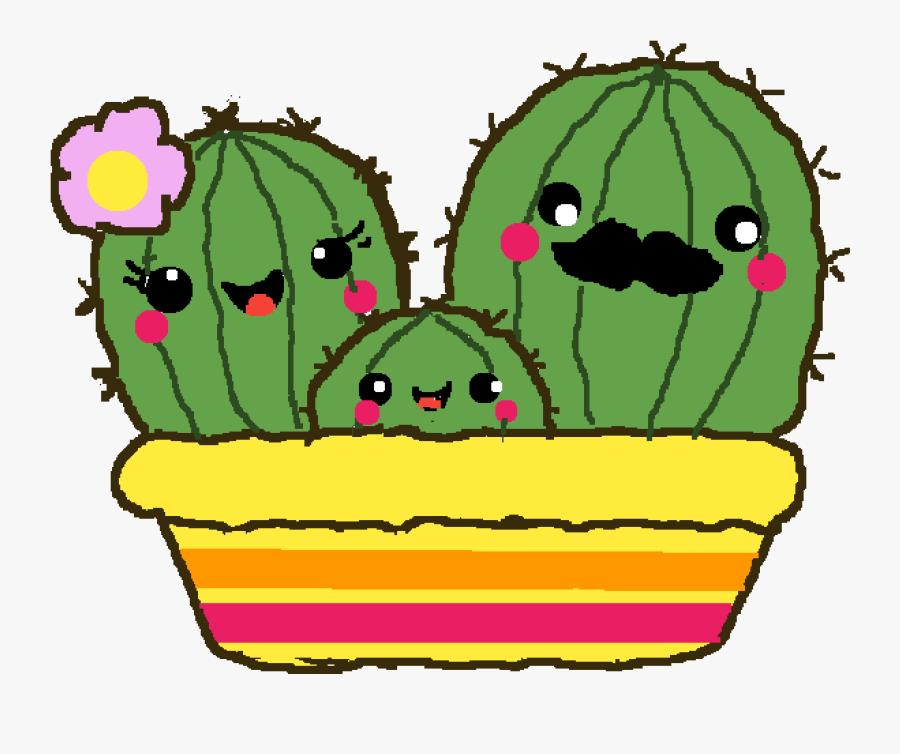 Slightly Derpy Cactus Family - Cute Cactus Png Clipart, Transparent Clipart