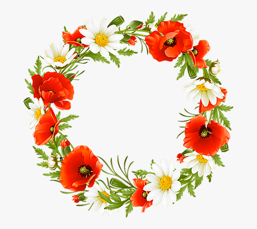 Summer - Page - Border - Clipart - Red Flower Wreath Png, Transparent Clipart