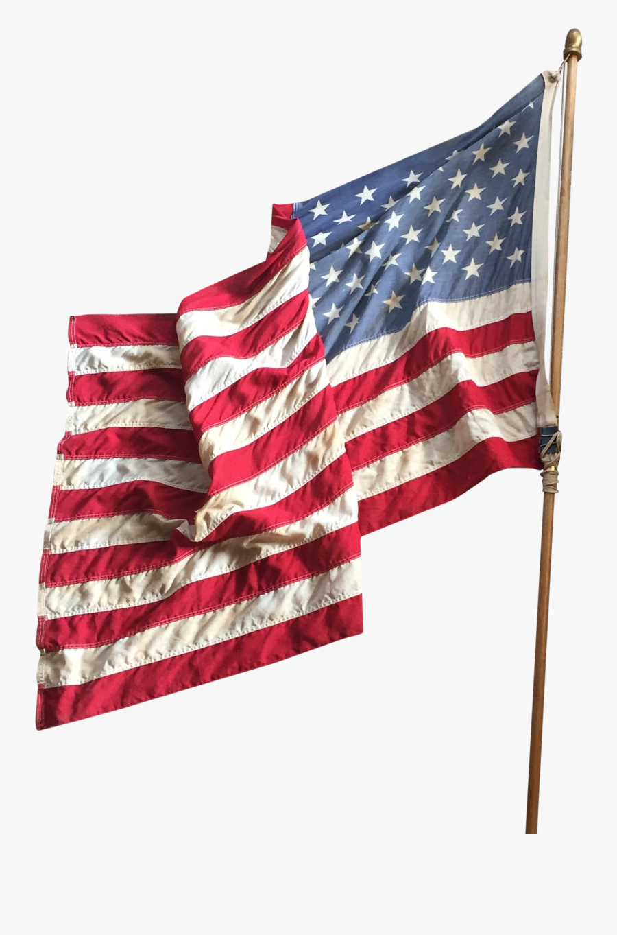Flags Clipart Vintage - Vintage American Flag On Pole, Transparent Clipart