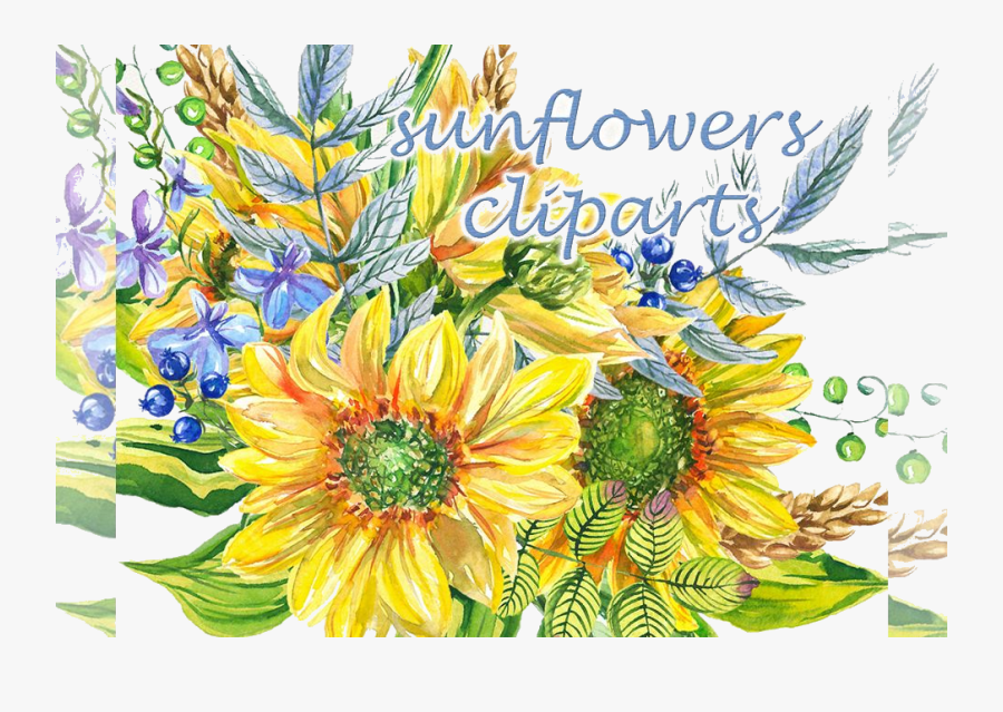 Sunflower Clipart Watercolor Floral Example Image Transparent - Sunflower, Transparent Clipart