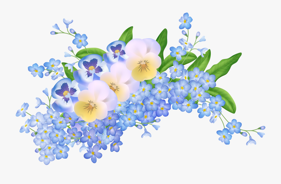 Spring Flowers Decoration Transparent Png Clip Art - Blue Flowers Clipart Transparent Background, Transparent Clipart
