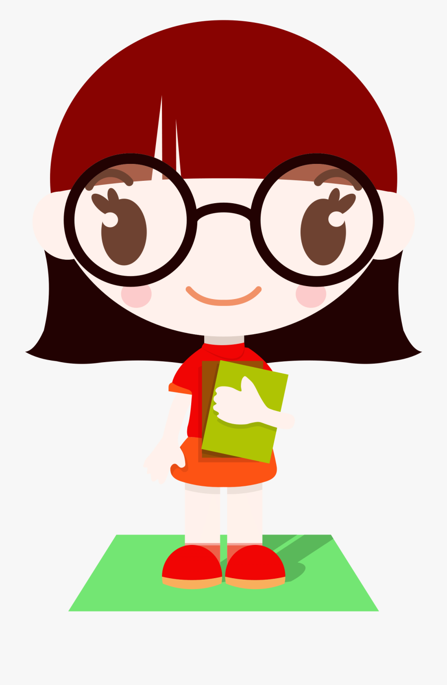 Cute Girl Clipart Anime Glasses - Girl With Glasses Clipart, Transparent Clipart