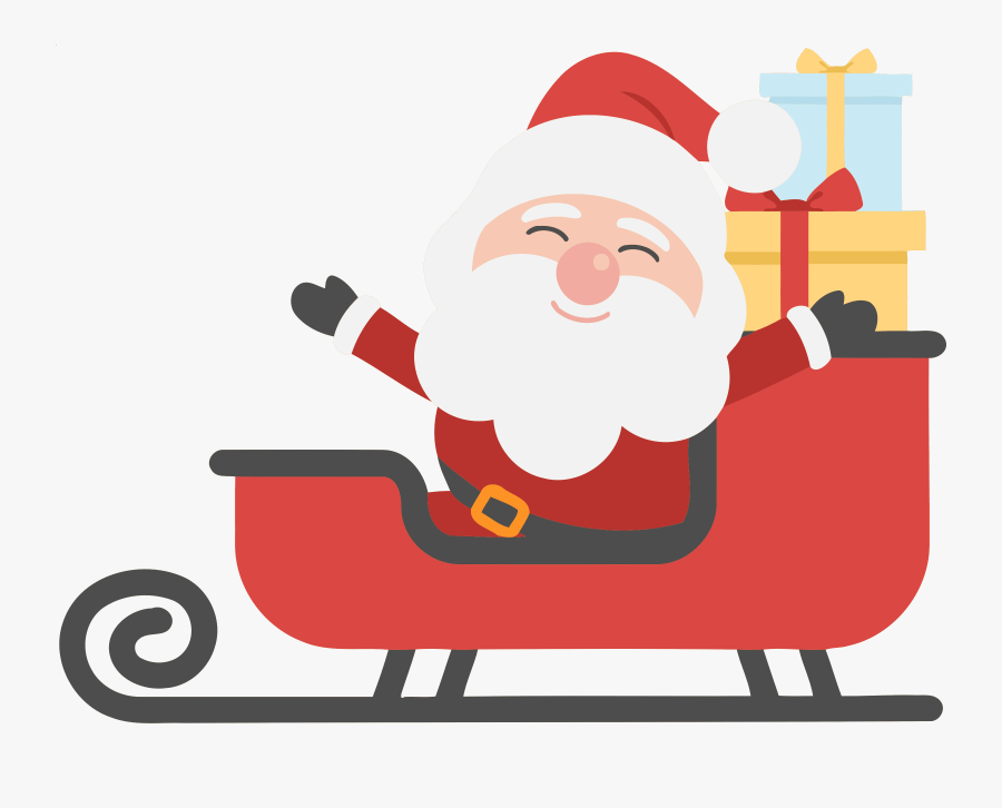 Claus Day Holiday Gift - Santa On Sleigh Clipart, Transparent Clipart