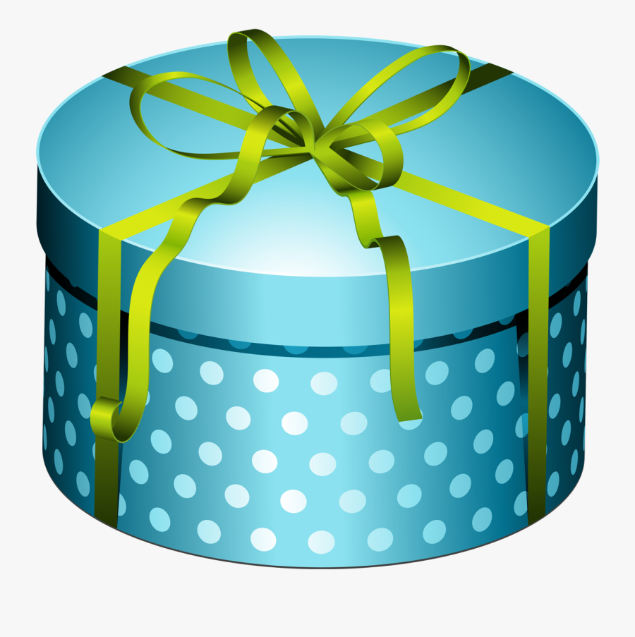Blue Round Present With Bow Clipart - Round Present Png, Transparent Clipart