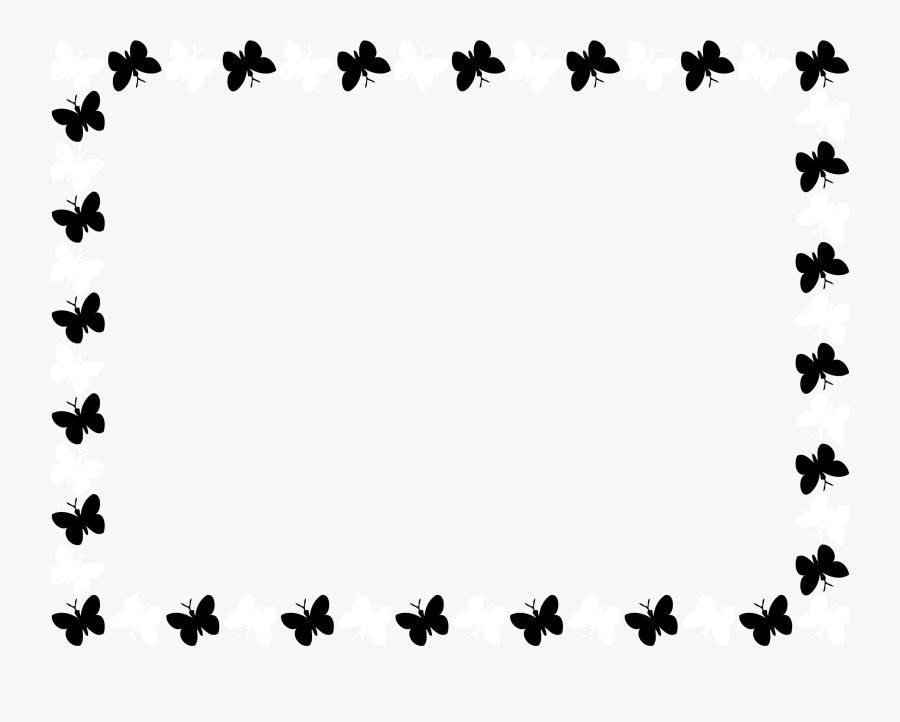 Butterfly Border Clipart Black And White - Butterfly Page Borders Black And White, Transparent Clipart