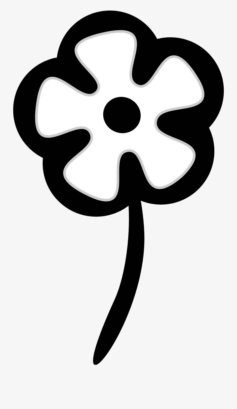 Black Flower Clipart - Black And White Flower Graphic, Transparent Clipart