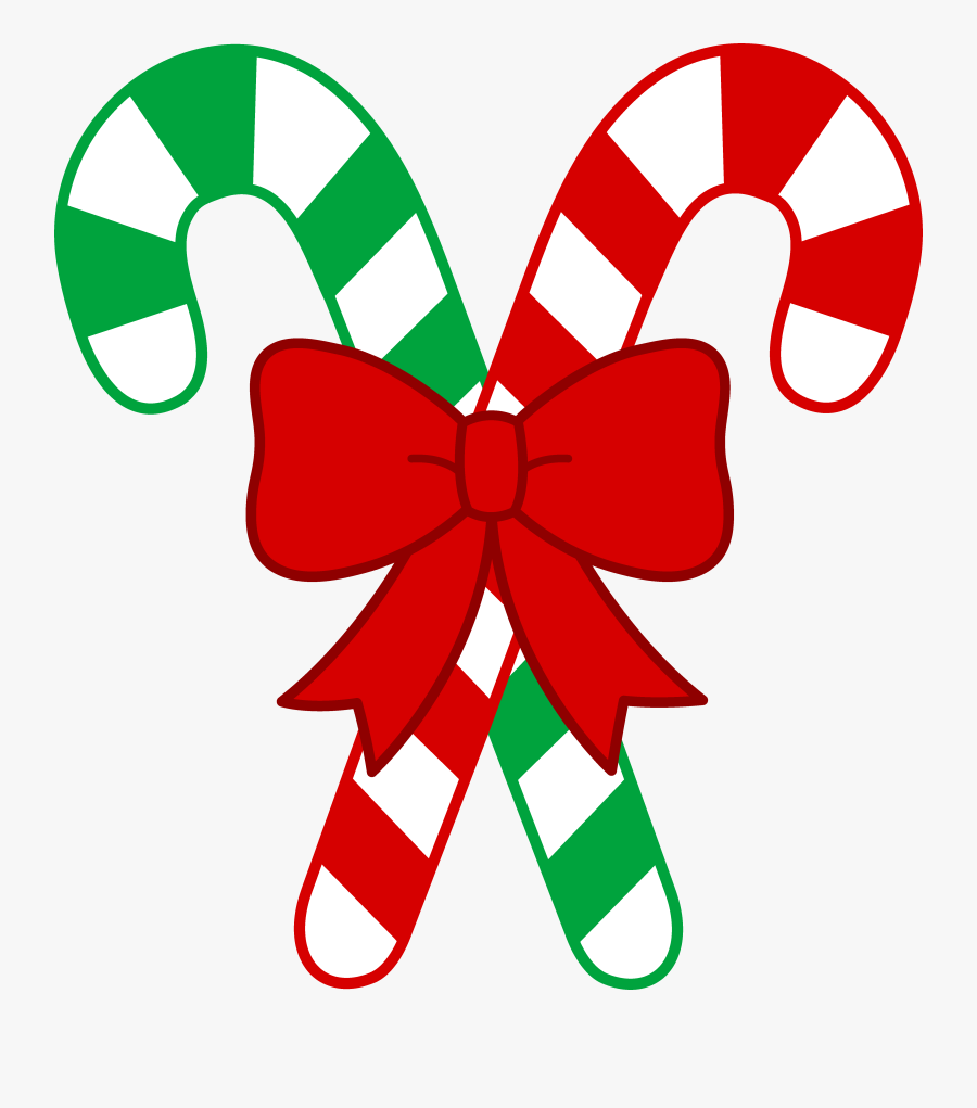 Christmas Bow Clipart Free - Transparent Background Candy Cane Clipart, Transparent Clipart
