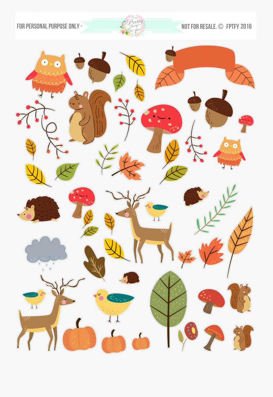 Fall Clipart Planner - Free Digital Stickers Png, Transparent Clipart