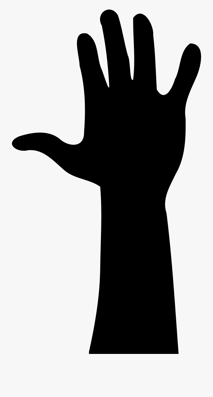 Raised Hand In Silhouette - Clip Art Hand Raised, Transparent Clipart