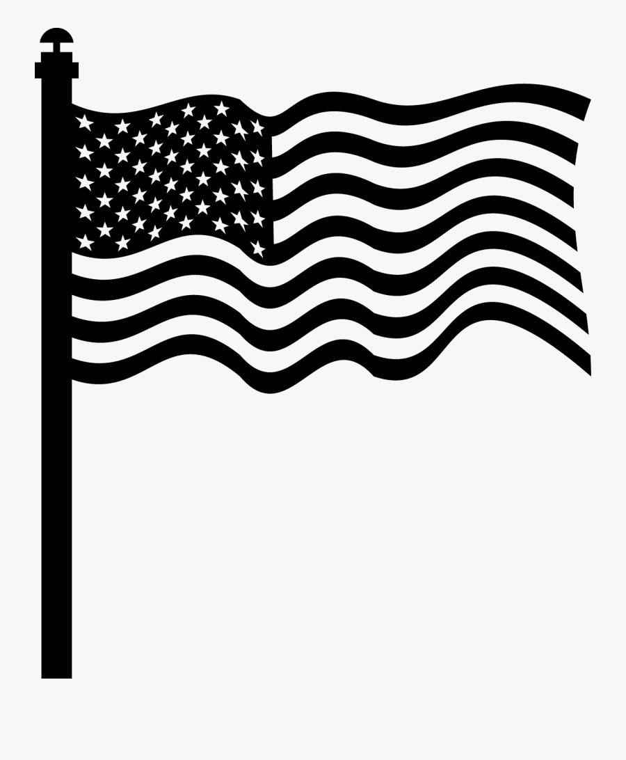 American Flag Black And White Clip Art Free - American Flag Drawing Black And White, Transparent Clipart