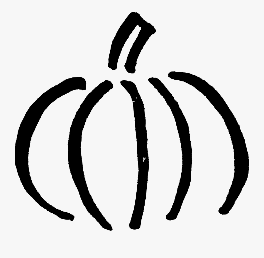 Hand Drawn Pumpkin Clipart Outline - Pumpkin Transparent Black And White, Transparent Clipart