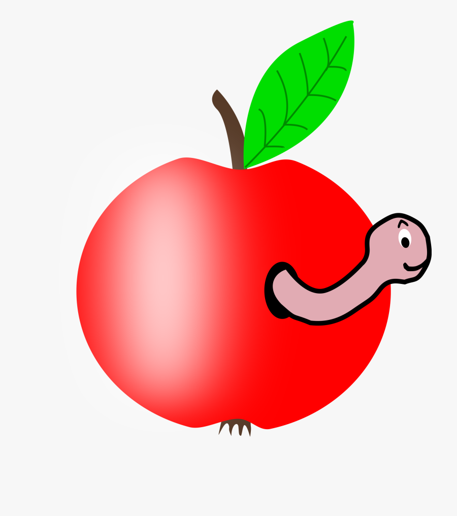 Apple Red With A - Apple In A Worm, Transparent Clipart