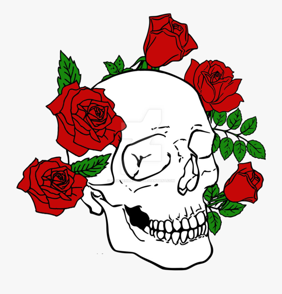 Rose Clip Art Skull - Skull And Roses Png, Transparent Clipart