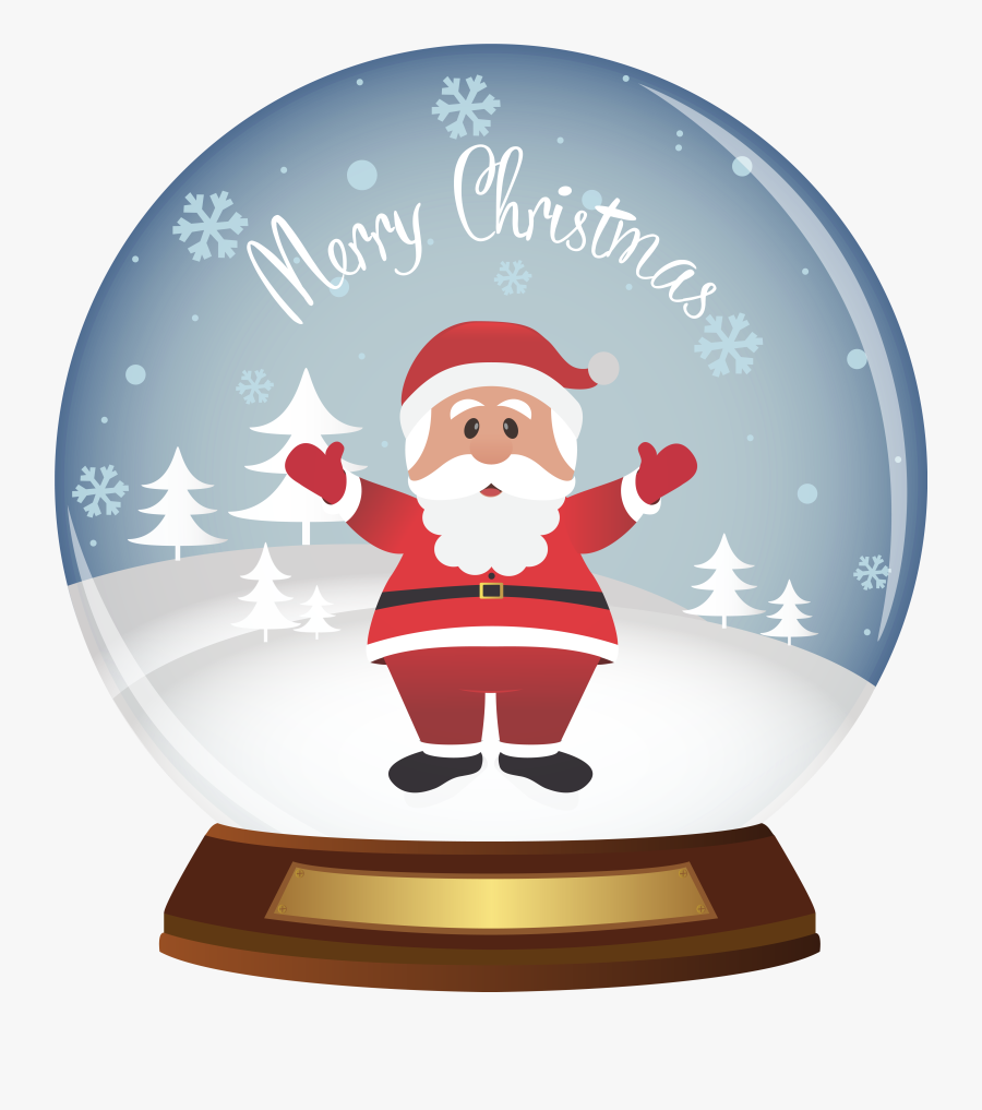 Snowflake Globe Clipart - Christmas Santa Snow Globe, Transparent Clipart