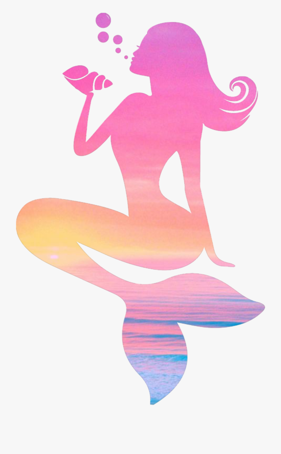Transparent Shell Clip Art - Silhouette Mermaids Transparent Background, Transparent Clipart