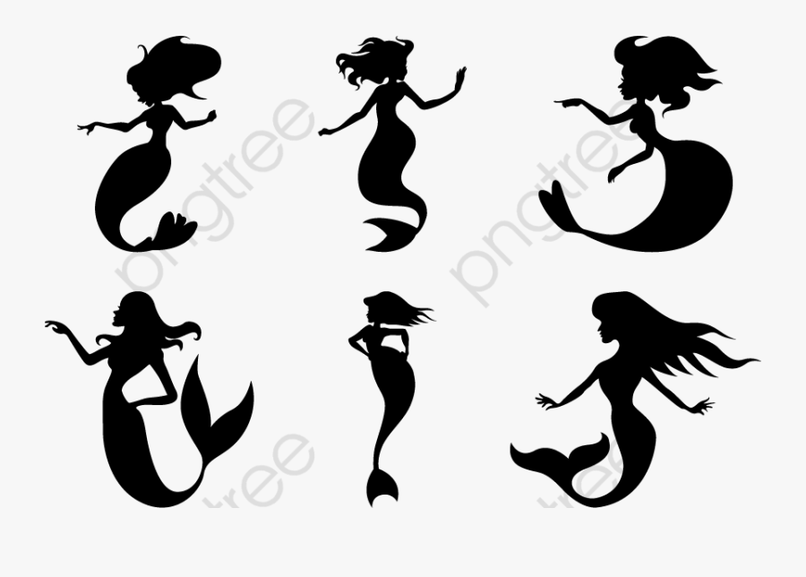 Black And White Mermaid Silhouette - Free Mermaid Svg Download, Transparent Clipart