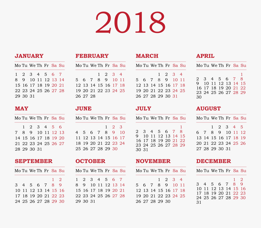 2018 Clipart February Calendar, Transparent Clipart