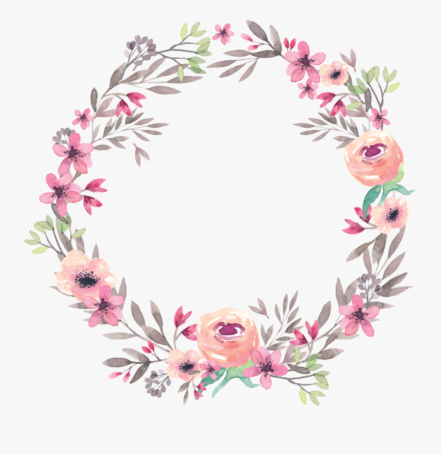 Stikers Auguri - Watercolor Floral Wreath, Transparent Clipart