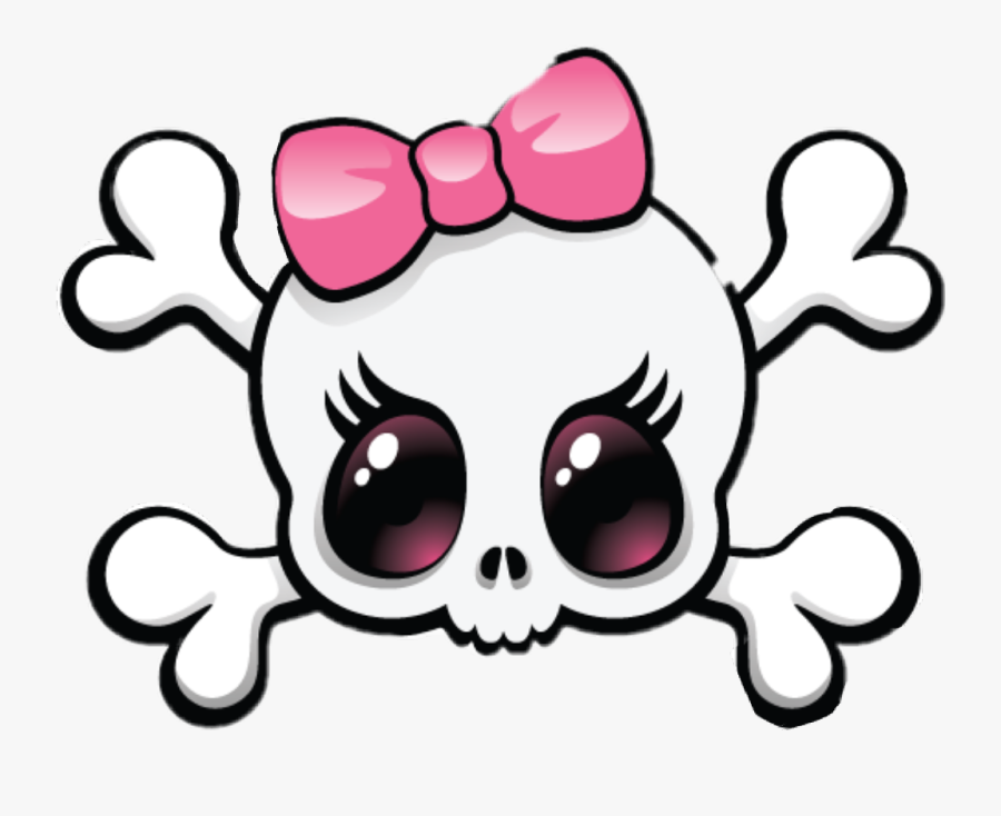 Skull Clipart Girly - Girly Skull With Bow, Transparent Clipart