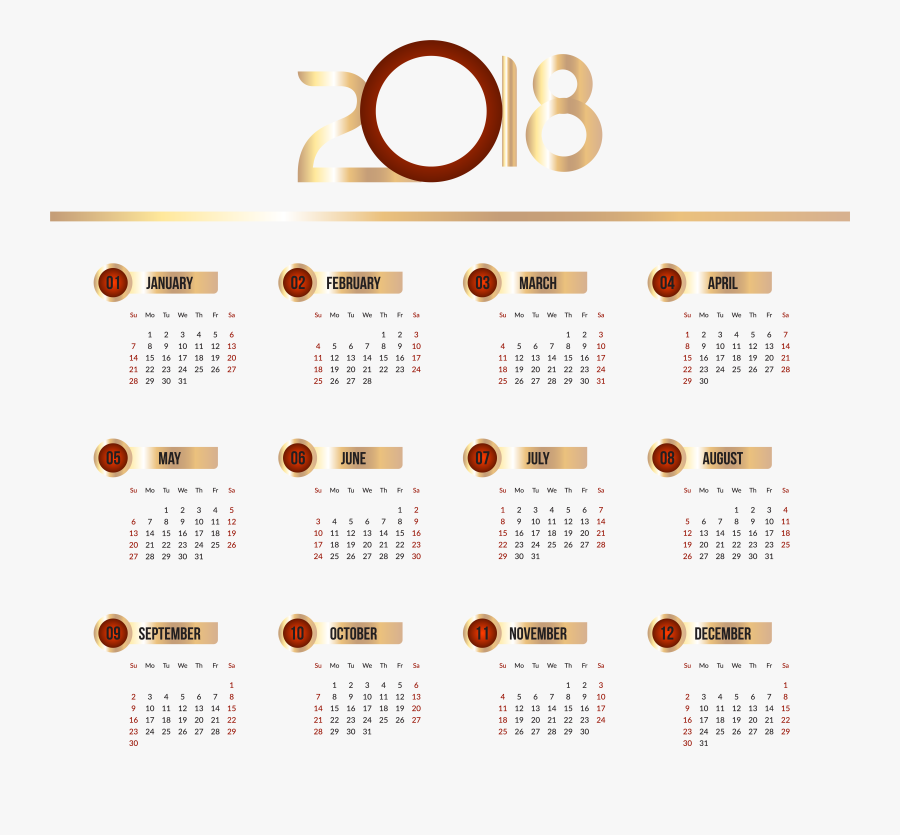 2018 Calendar Transparent Clip Art Png Image, Transparent Clipart