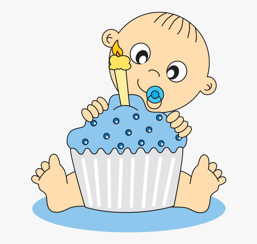 Birthday Cake Infant Greeting Card Clip Art - Baby With Cake Cartoon, Transparent Clipart