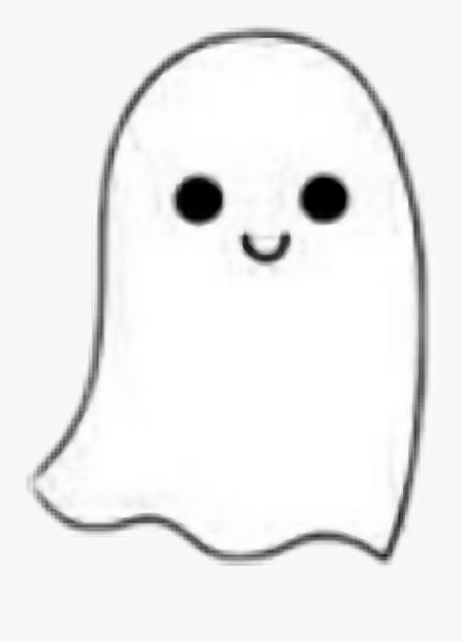 #white #ghost #cute #kawaii #black #halloween #aesthetic - Cute Kawai Pictures Black And White, Transparent Clipart