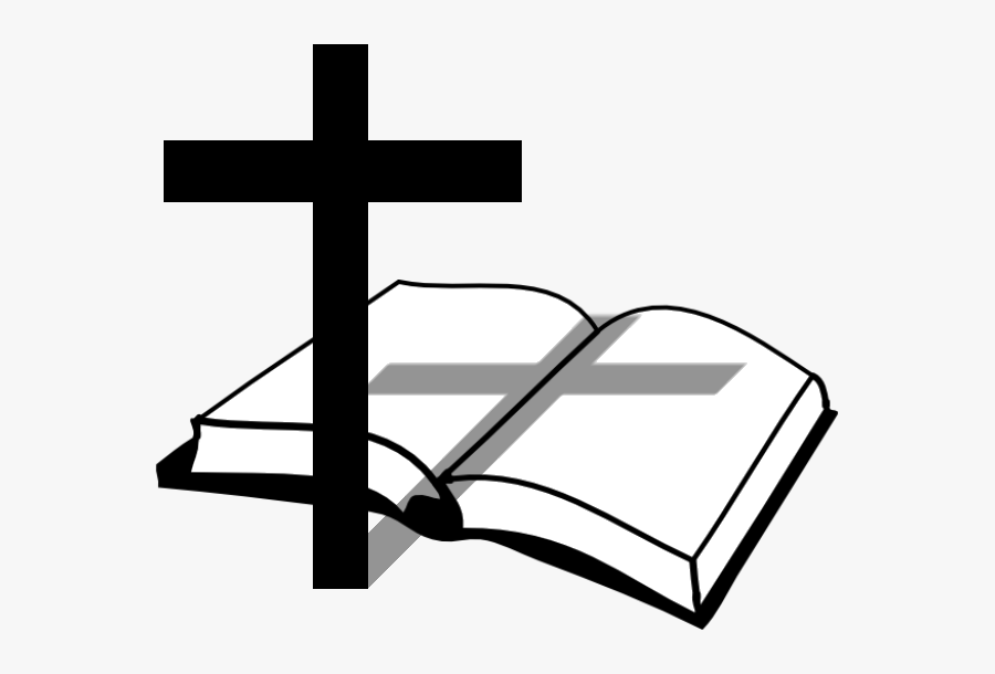 Cross And Bible Clip Art - Black Cross And Bible, Transparent Clipart