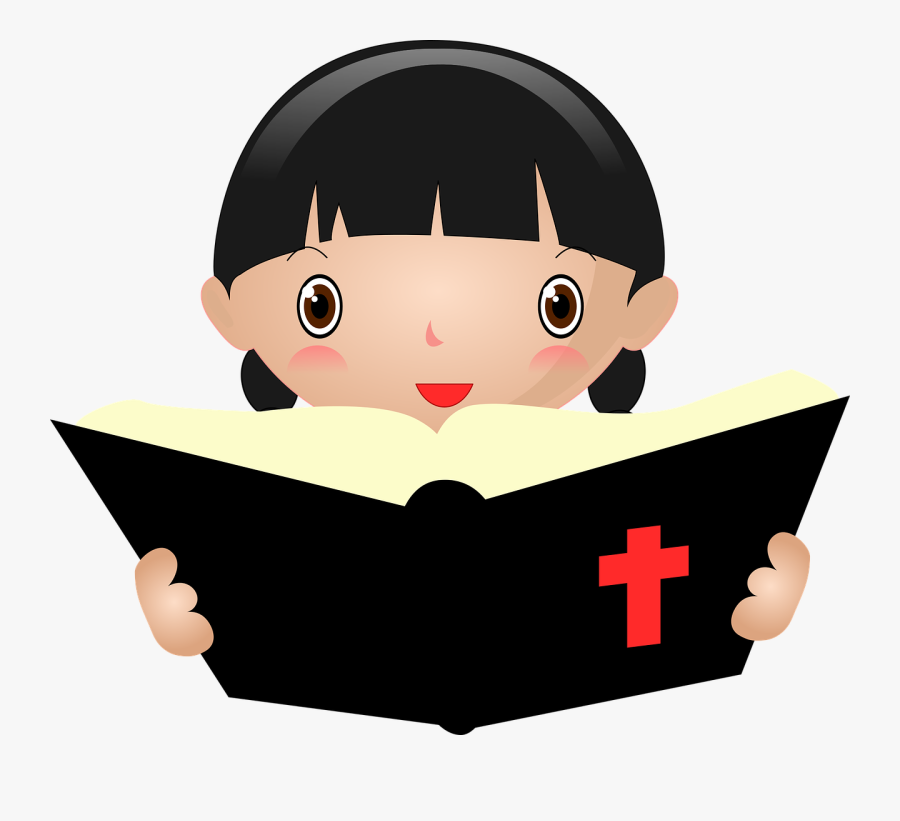 Fictional Character,smile,reading - Girl Reading Bible Clipart, Transparent Clipart