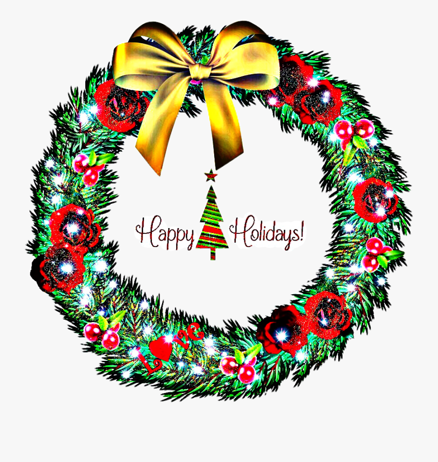 Wreath Christmas Tree Flowers Happy Holidays - Wreath, Transparent Clipart