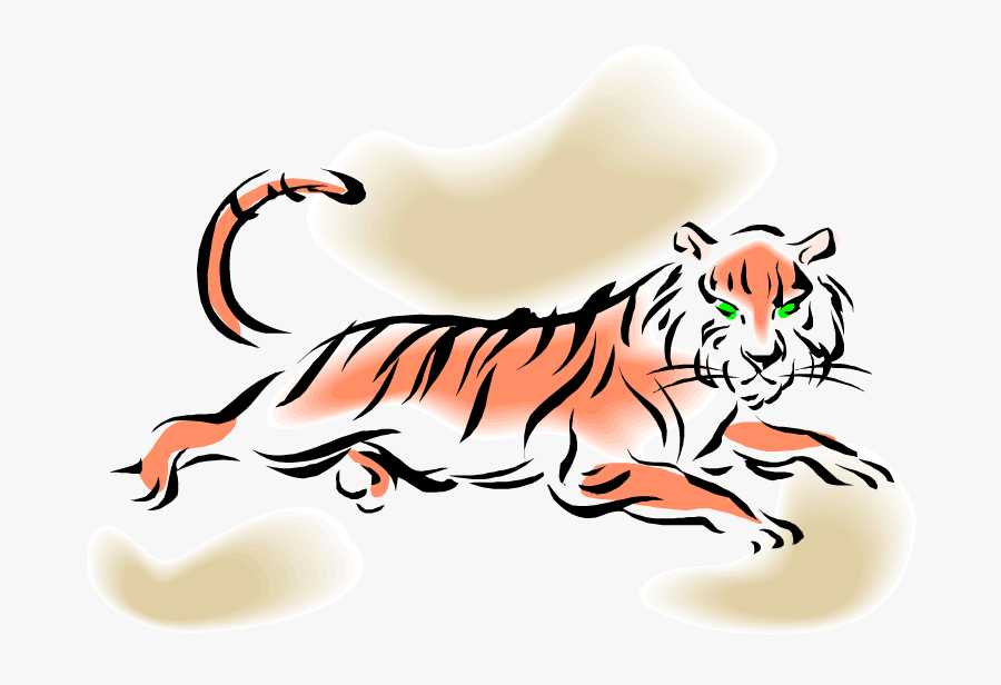 Tiger Cartoon Laying Down, Transparent Clipart