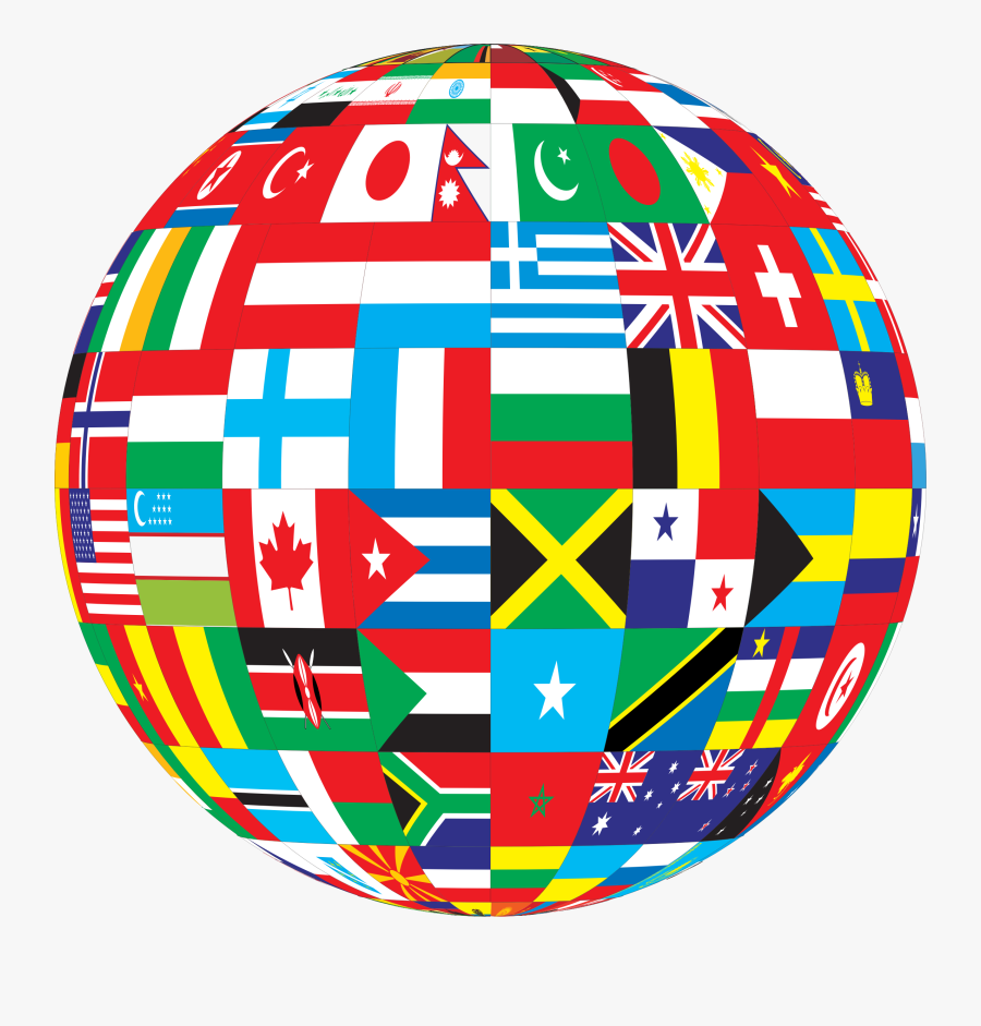 International Globe Clipart - Globe With Flags Png, Transparent Clipart