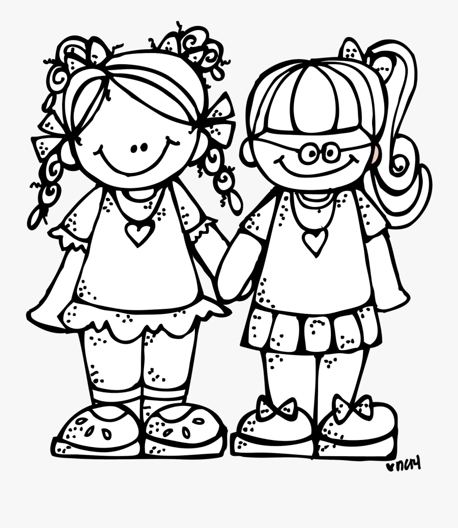 Black And White - Two Friends Clipart Black And White, Transparent Clipart