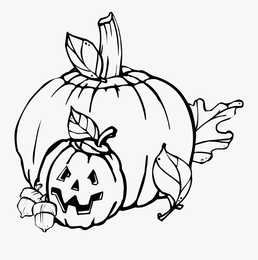 Pumpkin - Outline - Clipart - Fall Clipart Black And White, Transparent Clipart