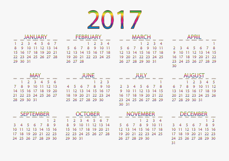 Chromatic No Background - Calendar 2018 With Number Of Weeks, Transparent Clipart
