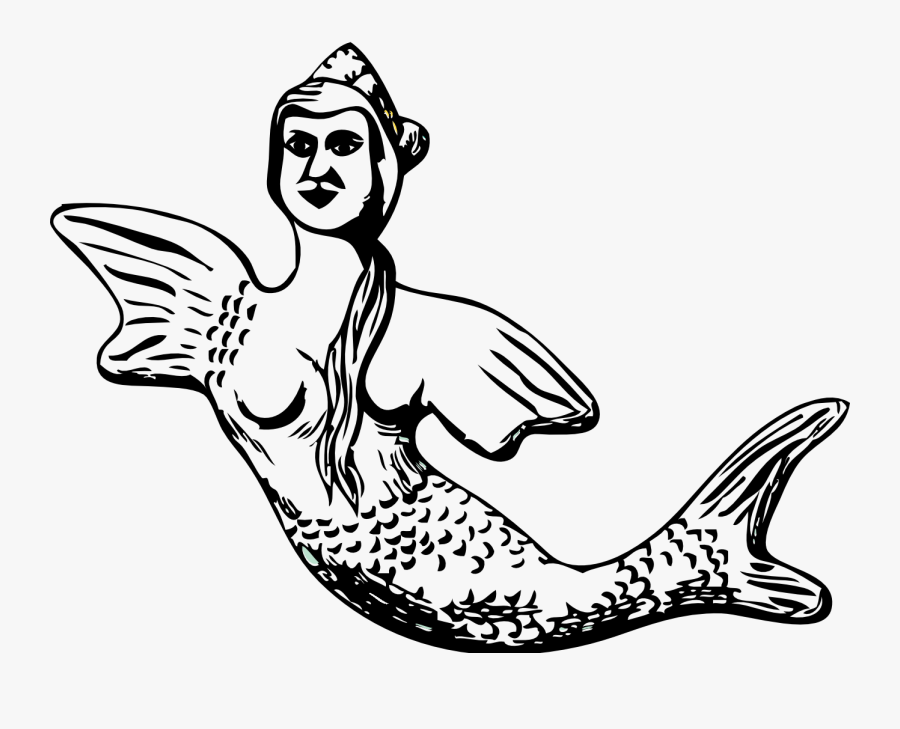 Mermaid Black And White Mermaid Clip Art Free Vector - Ariel, Transparent Clipart