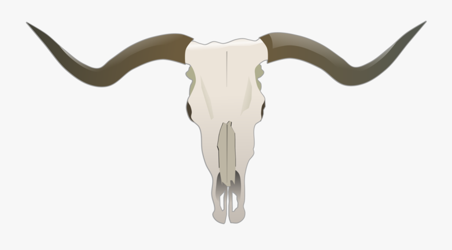 Skull Clipart, Vector Clip Art Online, Royalty Free - Long Bull Horns Tattoo, Transparent Clipart