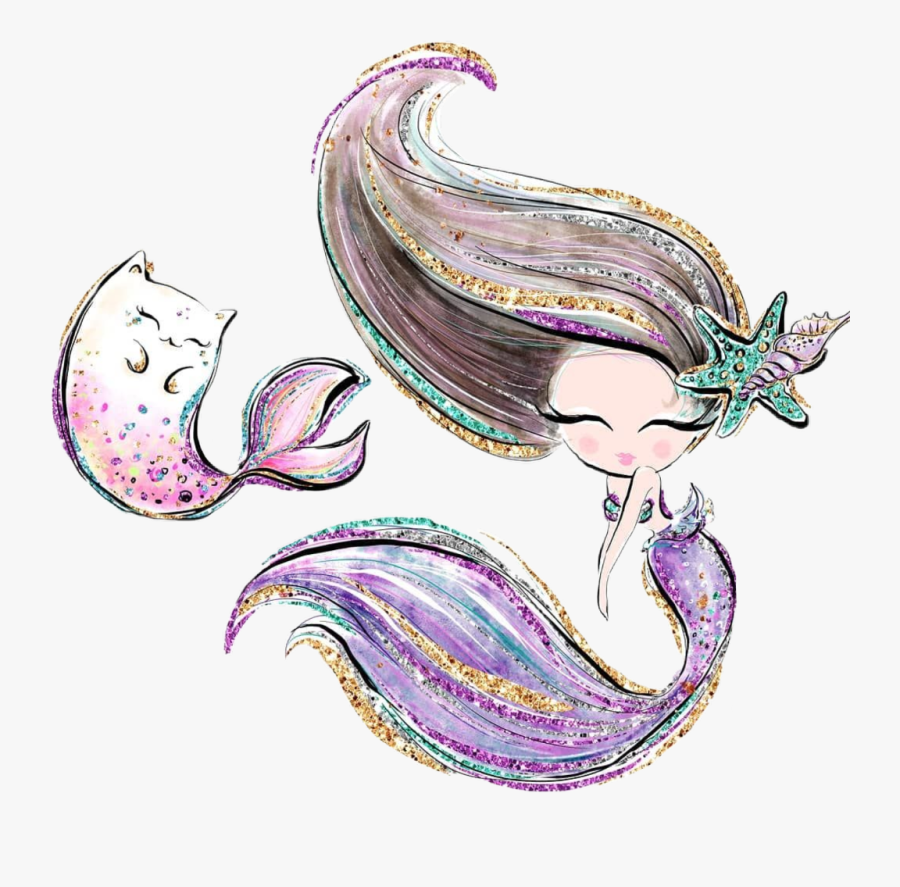 #watercolor #mermaid #mercat #sealife #clipart #teal - Cute Mermaid Wallpaper Hd, Transparent Clipart