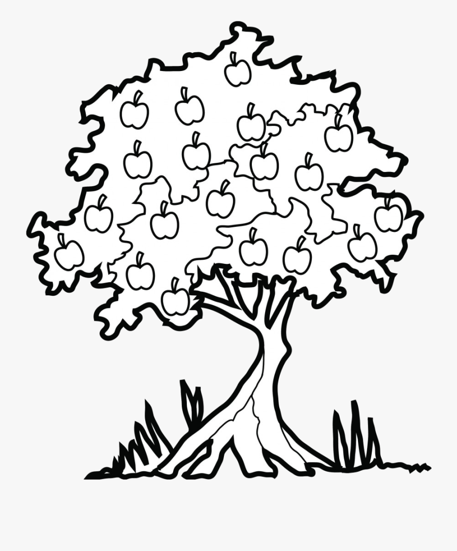Apple Tree Great Clipart Black And White Family Of - Coloring Pages Apple Trees, Transparent Clipart
