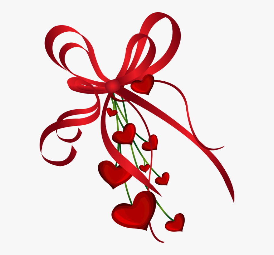 Valentines Day Hearts Decor With Red Bow Clipart - Free Clipart For Valentines Day, Transparent Clipart