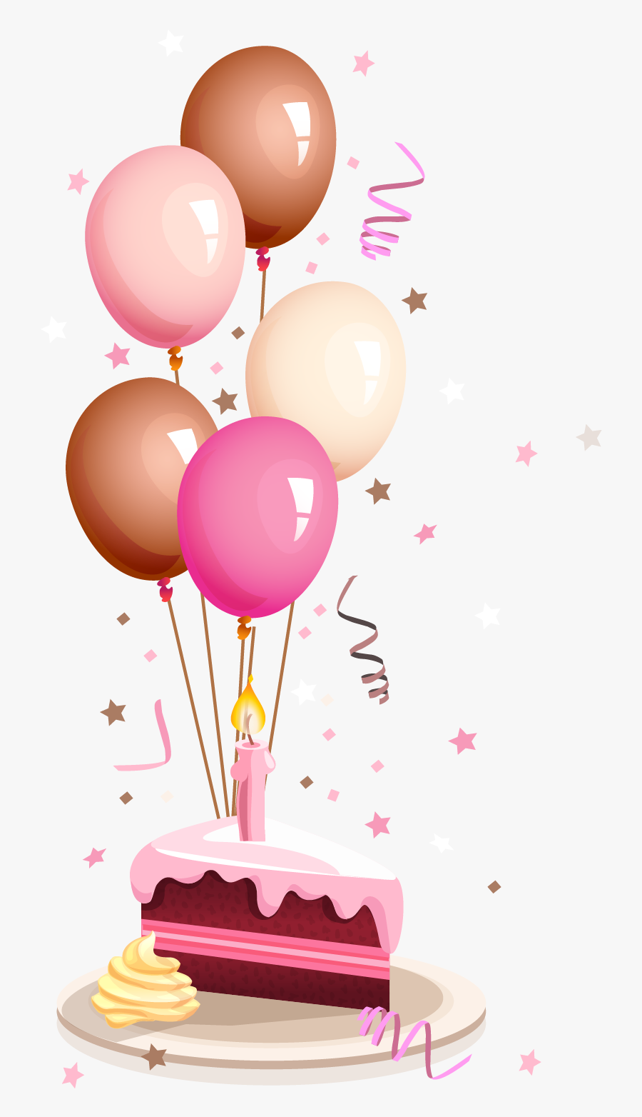 And Colorful Wish Greeting To Birthday Cake Clipart - Cake And Balloons Png, Transparent Clipart