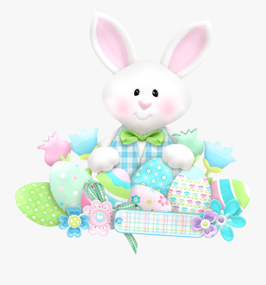Easter Cute Bunny With Eggs Png Clipart - Coelhinho Da Pascoa Png, Transparent Clipart