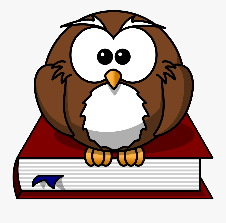 Free Vector Cartoon Owl Clip Art - Cartoon Owl With Book, Transparent Clipart