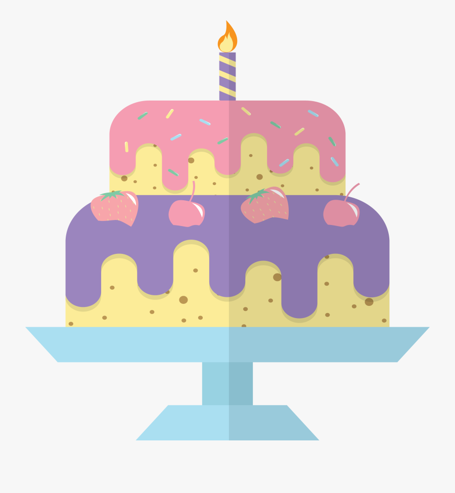 Birthday Pastel Clip Art Vector Candle On - Pastel Birthday Cake Clip Art, Transparent Clipart