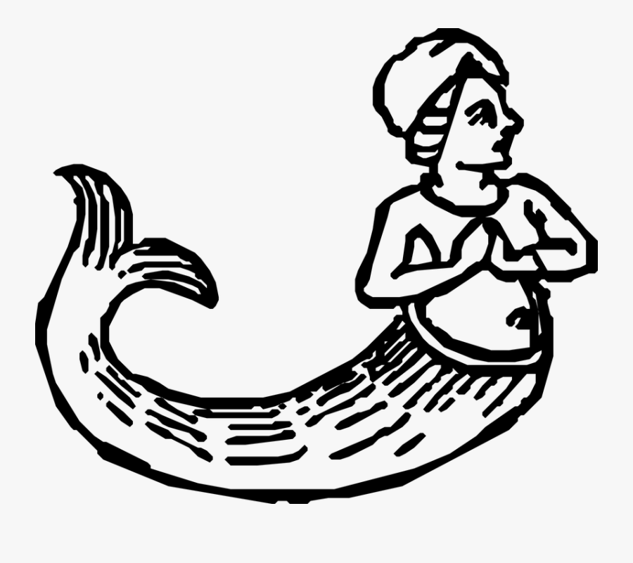 Outline-mermaid - Free Black And White Clipart Mermaids, Transparent Clipart