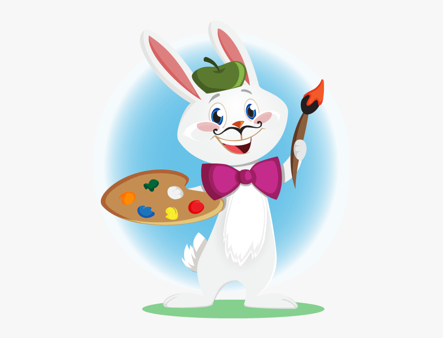 Bunny Clipart Computer - Easter Bunny With Paintbrush, Transparent Clipart