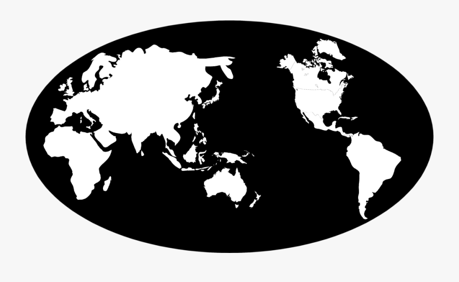 Maps World - Globe In Black And White, Transparent Clipart
