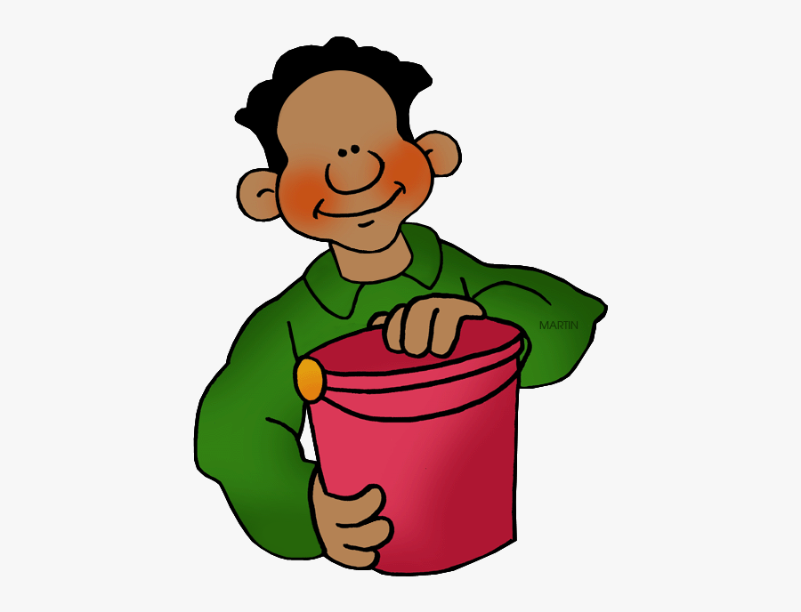 Bucket - Child With Bucket Cartoon, Transparent Clipart