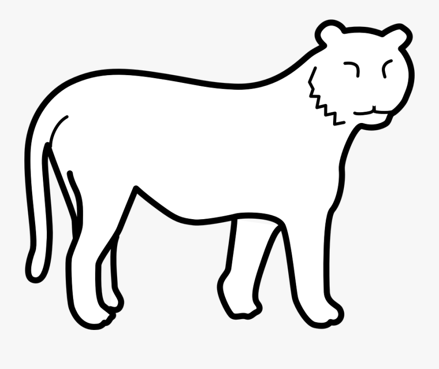 Tiger Blank No Stripes Outline White Stand Watch - Tiger Without Stripes Clipart, Transparent Clipart