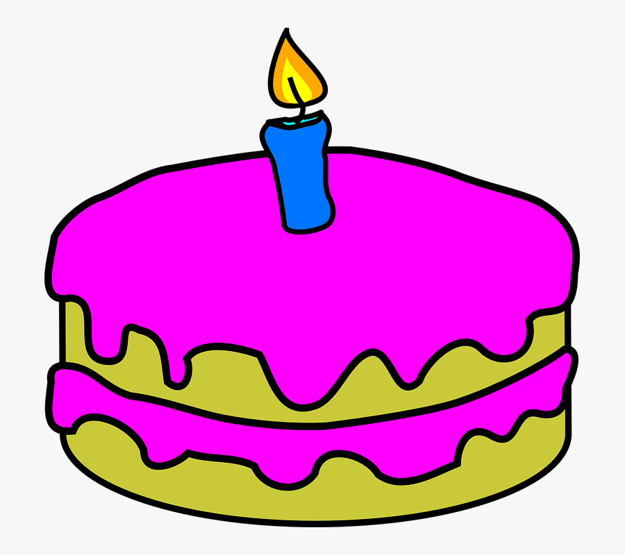 Vanilla Cake Cliparts 10, Buy Clip Art - Birthday Cake One Candle, Transparent Clipart